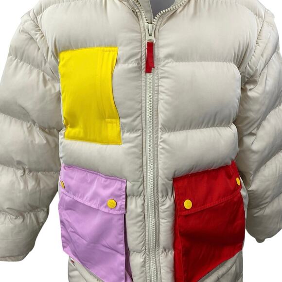 Lego x Target Cream Long Sleeve Colorblock Full Zip Long Quilted Puffer Jacket S - Picture 4 of 6